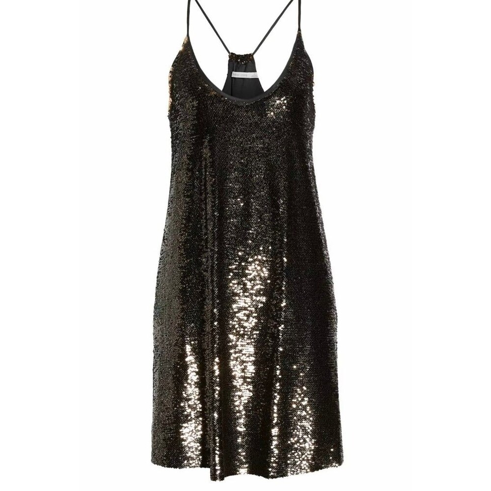 Bishop + Young Women's Black Gold Sequin Mini Cocktail Shift mini Dress Size XS